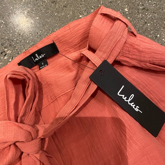 Lulu’s Sunny Approach Coral Tie-Front Wide-Leg Pants - Picture 5 of 8